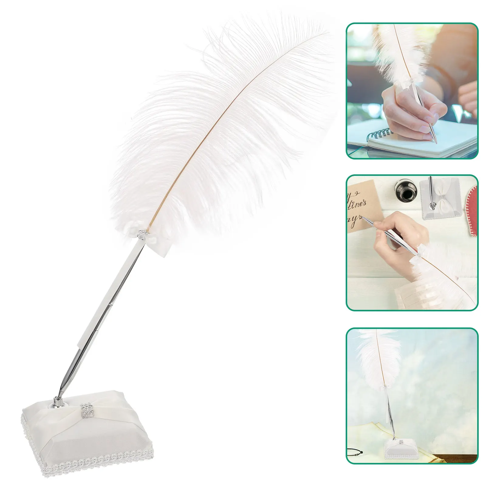 Bridal Signing Pen Featuring White Ink 25Cm Length Metal Satin Holder Rotating Base Guest Book Wedding
Bridal Signing Pen Featuring White Ink 25Cm Length Metal Satin Holder Rotating Base Guest Book Wedding