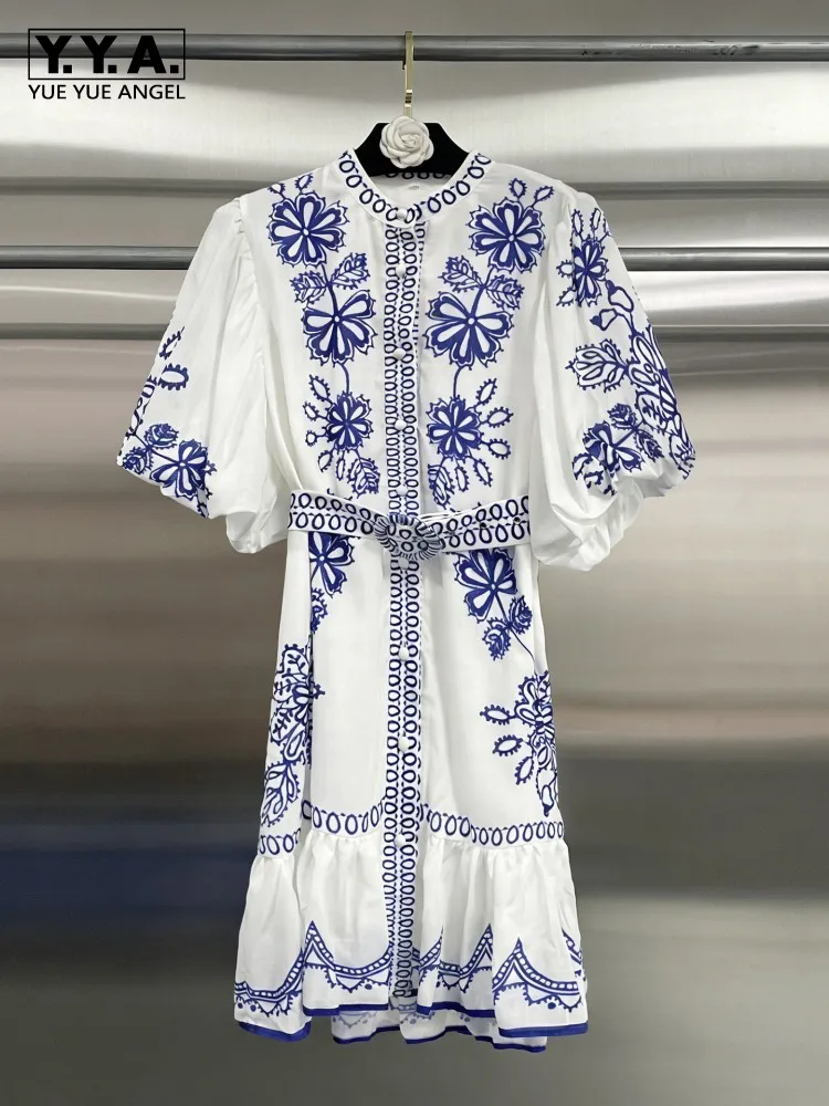 Vintage Flowers Printed Bohemian Summer Women Dress O Neck Puff Sleeve High Waist Sashes Single Breasted Casual A Line Dresses
Vintage Flowers Printed Bohemian Summer Women Dress O Neck Puff Sleeve High Waist Sashes Single Breasted Casual A Line Dresses