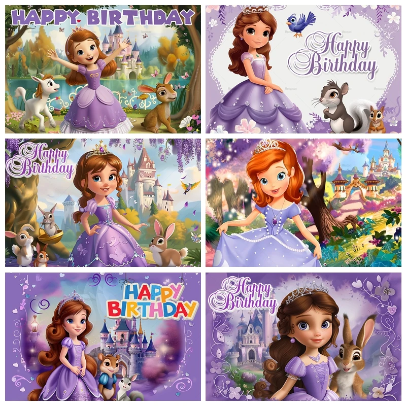 Princess Sophia Baby Girl's Birthday Backdrops Photography Baby Shower Party Photo Photographic Background Studio Shoots Props
Princess Sophia Baby Girl's Birthday Backdrops Photography Baby Shower Party Photo Photographic Background Studio Shoots Props