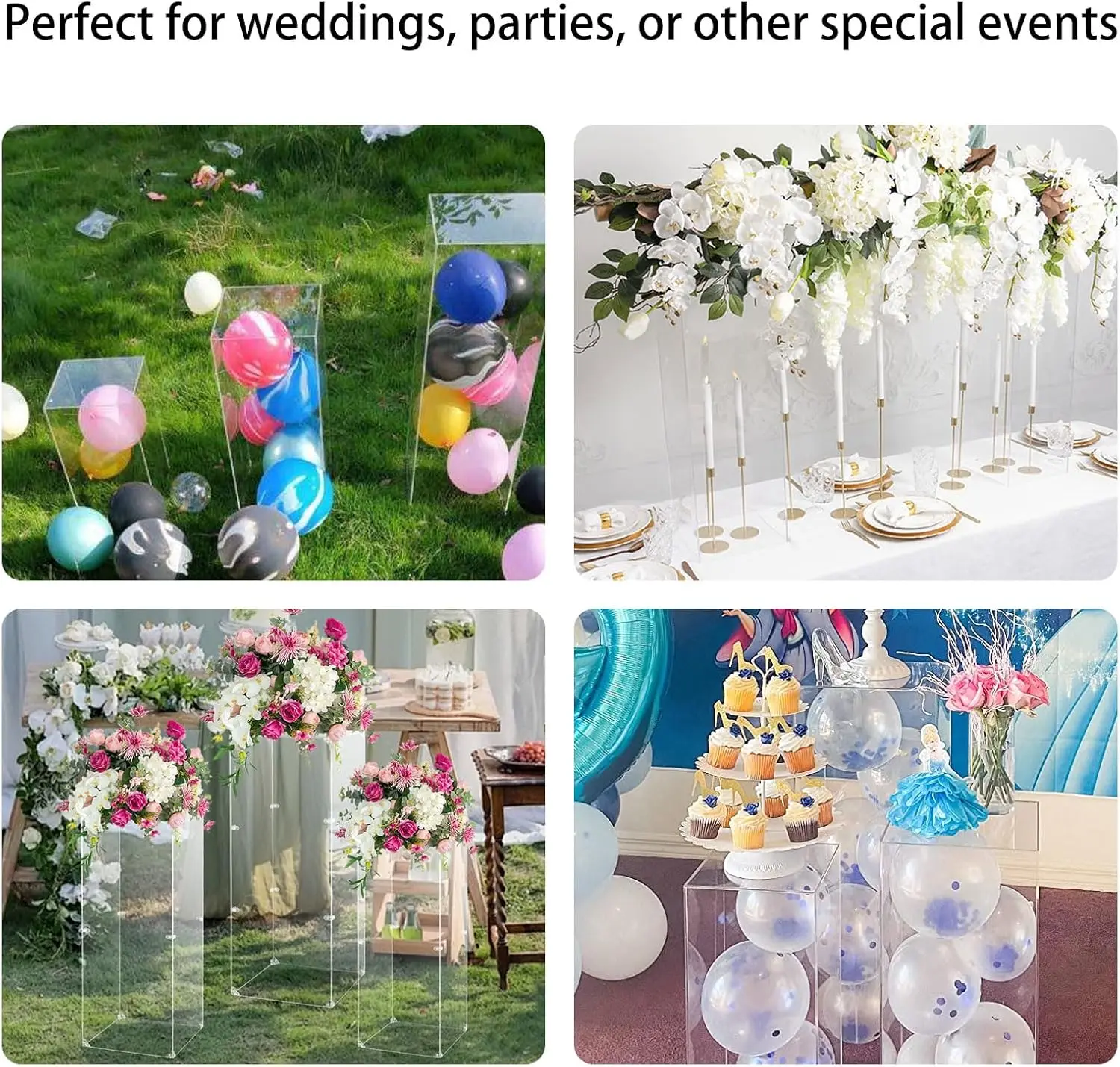 Acrylic Column Pedestal Stand for Party 3PCS Clear Lucite Display Pedestal for Flowers Sculptures Cake Wedding Party Decor
Acrylic Column Pedestal Stand for Party 3PCS Clear Lucite Display Pedestal for Flowers Sculptures Cake Wedding Party Decor