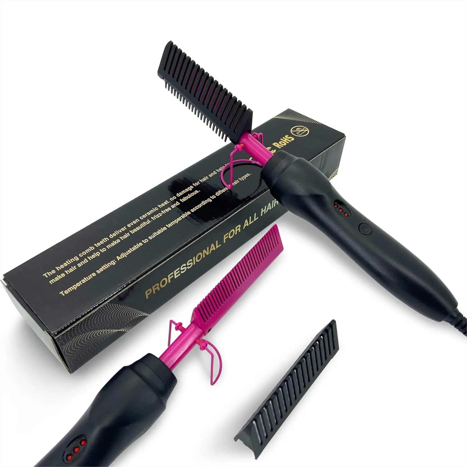 Hair Straightener Brush, Electric Hot Comb with Ceramic Heater, Fast Heating 60s, Dual Voltage, Adjustable Temperature for Curly
Hair Straightener Brush, Electric Hot Comb with Ceramic Heater, Fast Heating 60s, Dual Voltage, Adjustable Temperature for Curly