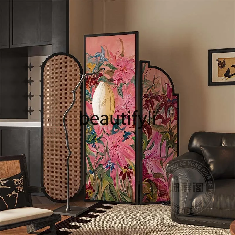 French oil painting flower screen partition bedroom block bed and breakfast restaurant solid wood rattan folding screen
French oil painting flower screen partition bedroom block bed and breakfast restaurant solid wood rattan folding screen