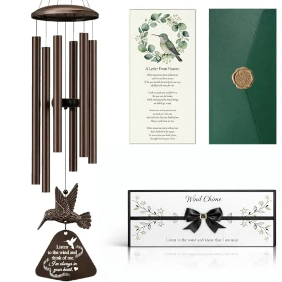 36" Memorial Wind Chimes for Outside, Sympathy Gift for Loss of Loved One, Hummingbird Wind Chime for Mom Dad, Bereavement Reme
36" Memorial Wind Chimes for Outside, Sympathy Gift for Loss of Loved One, Hummingbird Wind Chime for Mom Dad, Bereavement Reme