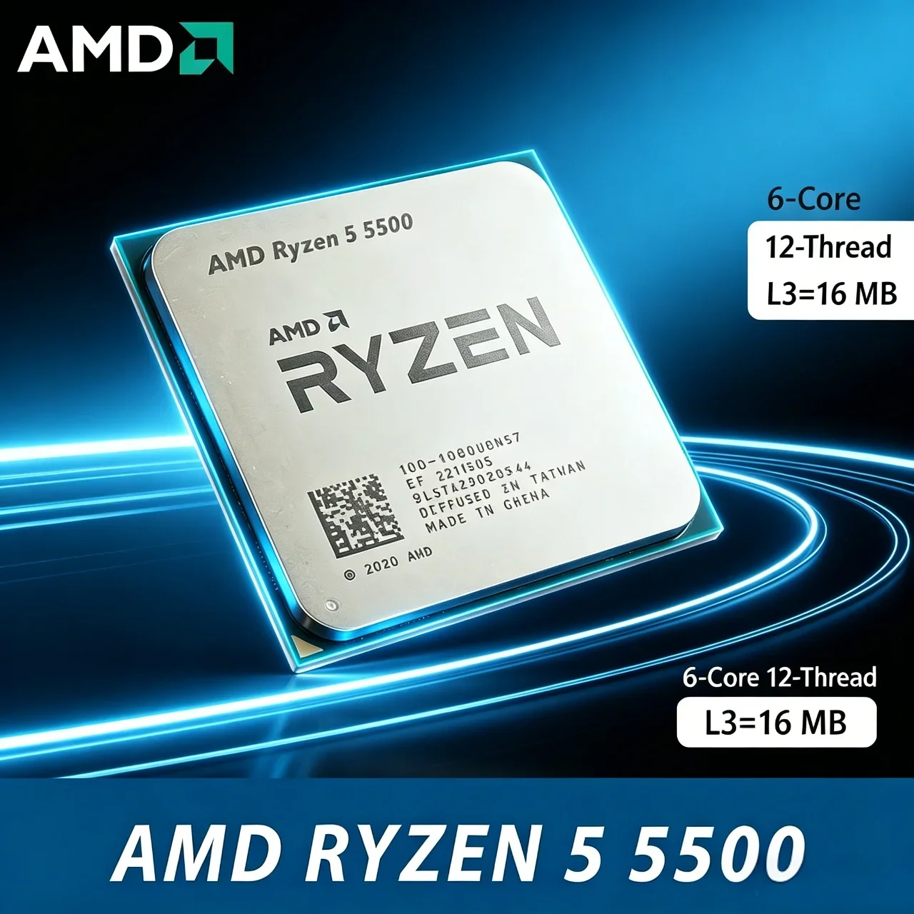 AMD Ryzen 5 5500 NEW AMD R5 5500 CPU Processor Six-Core Twelve-Thread Socket AM4 4.2 GHz 65W TDP L3=16M but without cooler
AMD Ryzen 5 5500 NEW AMD R5 5500 CPU Processor Six-Core Twelve-Thread Socket AM4 4.2 GHz 65W TDP L3=16M but without cooler