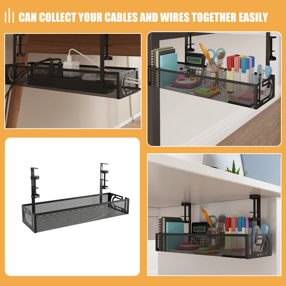 Cable Management Tray under Desk Organizer Black Storage Rack for Wire Socket 50x10cm Metal Cord Keeper 
Cable Management Tray under Desk Organizer Black Storage Rack for Wire Socket 50x10cm Metal Cord Keeper