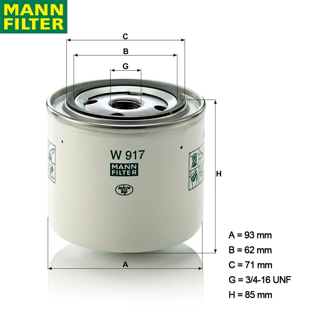 MANN FILTER W917 Spin-on Oil Filter For VOLVO TRUCKS FL 10 FH 12Serie N 12 VOLVO V40 Original High Sealing Performance 3517857-3 
MANN FILTER W917 Spin-on Oil Filter For VOLVO TRUCKS FL 10 FH 12Serie N 12 VOLVO V40 Original High Sealing Performance 3517857-3