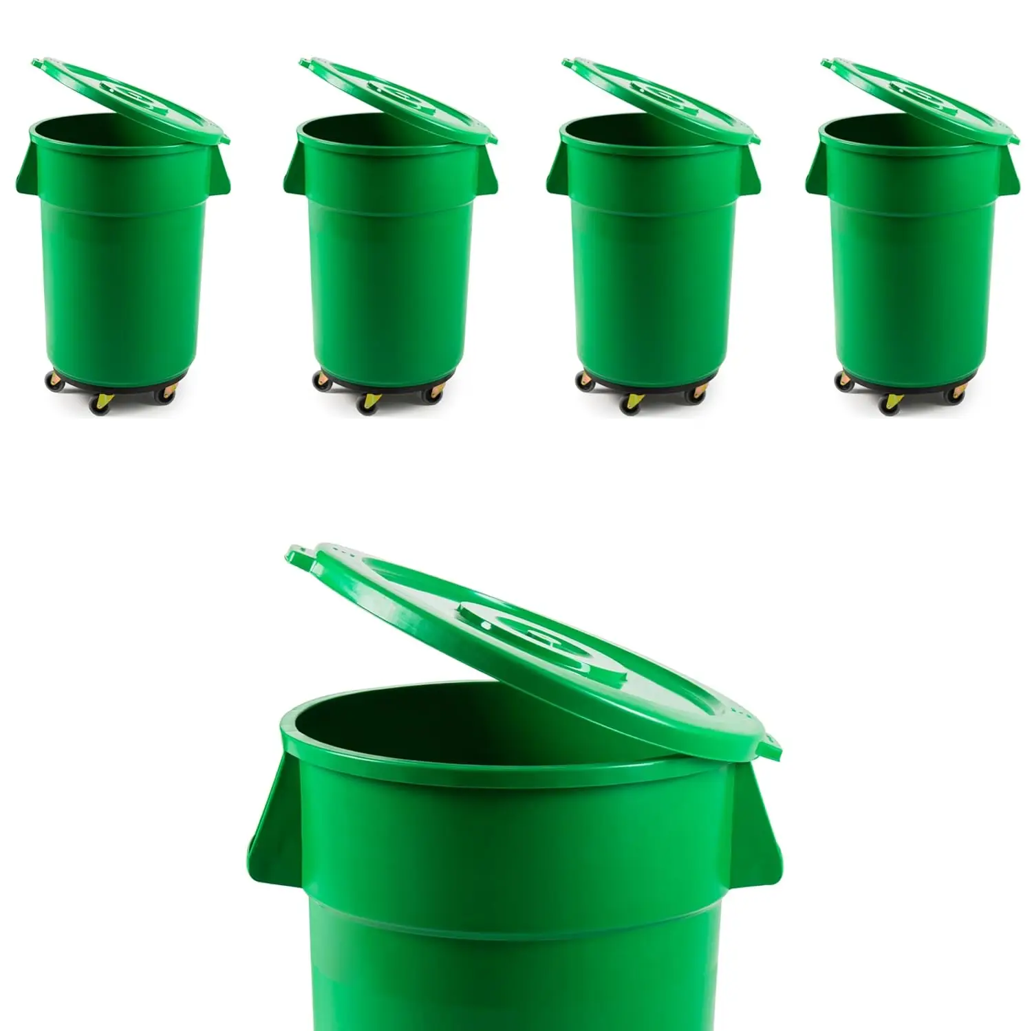 5 Pack 44 Gallon Green Round Commercial Trash Can With Lid And Dolly / Ingredient Bin Recycling Bin Kitchen Garbage Can, Custom
5 Pack 44 Gallon Green Round Commercial Trash Can With Lid And Dolly / Ingredient Bin Recycling Bin Kitchen Garbage Can, Custom