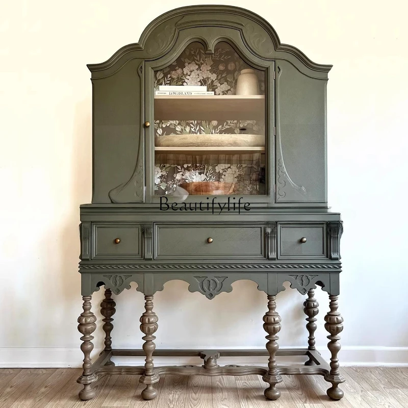 French retro solid wood decorative cabinet small apartment living room contrasting color display dining room wine cabinet
French retro solid wood decorative cabinet small apartment living room contrasting color display dining room wine cabinet