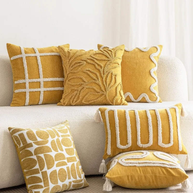 Yellow Chenille Cushion Cover Handmade Loop Tuft Textured Throw Pillow Cover with Tassels Boho Modern Pillowcase for Home Sofa
Yellow Chenille Cushion Cover Handmade Loop Tuft Textured Throw Pillow Cover with Tassels Boho Modern Pillowcase for Home Sofa