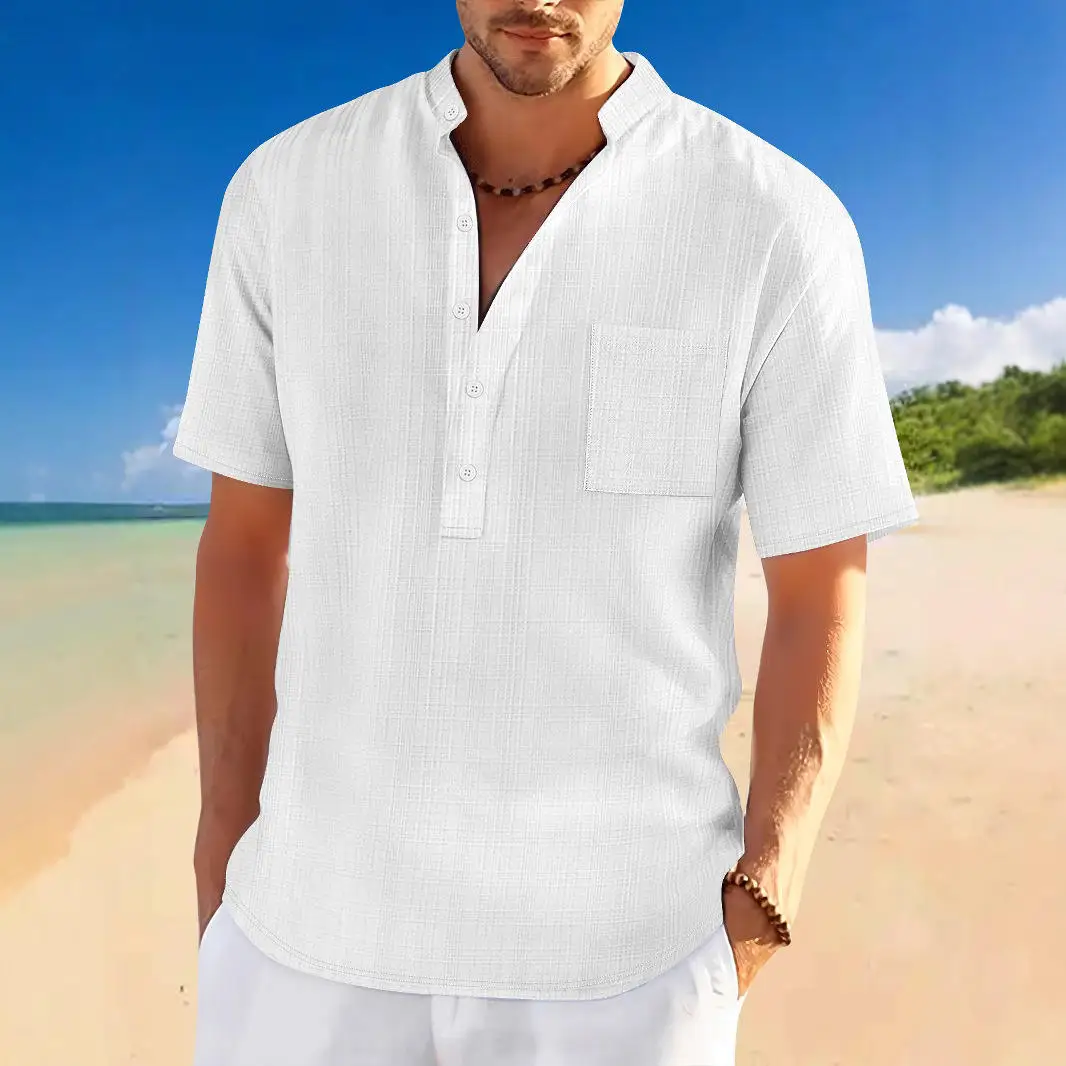 Loose Casual Summer Short Sleeve Shirt Men's Spring 2025 Stand Collar Holiday Henry Style Comfortable Cotton Blend Fabric
Loose Casual Summer Short Sleeve Shirt Men's Spring 2025 Stand Collar Holiday Henry Style Comfortable Cotton Blend Fabric