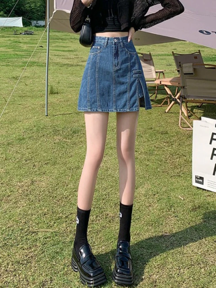 Blue With Slit Women's Denim Skirt Chic and Elegant A Line Summer 2025 Clothing Sales Y2k Vintage Stylish Female Jeans Skirts
Blue With Slit Women's Denim Skirt Chic and Elegant A Line Summer 2025 Clothing Sales Y2k Vintage Stylish Female Jeans Skirts