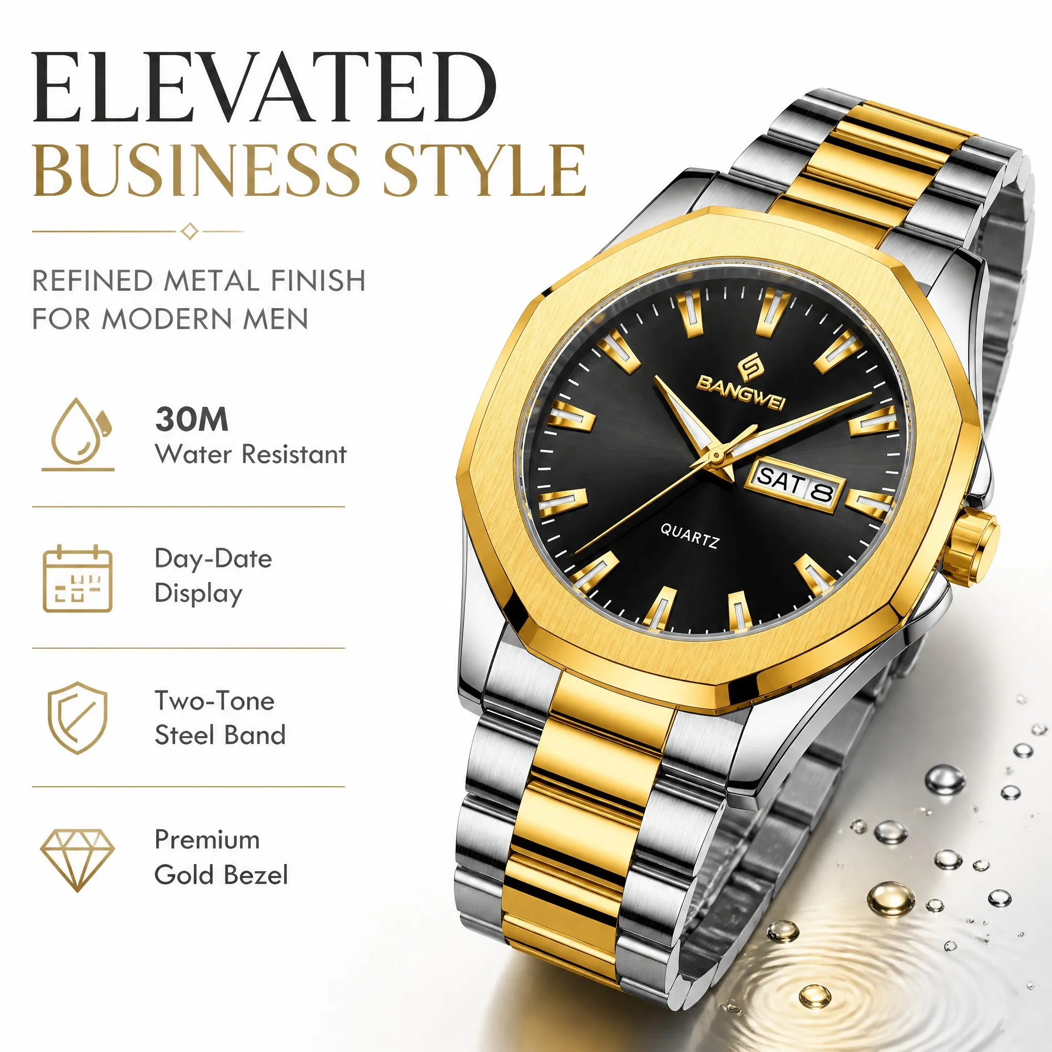 BANGWEI Fashion Men's Quartz Watch Stainless Steel Waterproof Luminous Man Watch Chronograph Date Watches For Men Reloj
BANGWEI Fashion Men's Quartz Watch Stainless Steel Waterproof Luminous Man Watch Chronograph Date Watches For Men Reloj