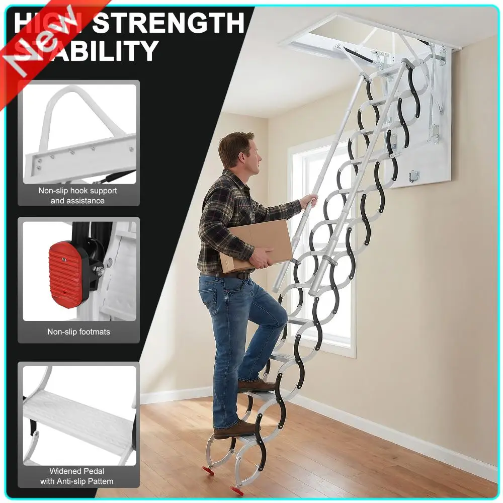 Carbon Steel Attic Staircases with Handrails Space-Saving Collapsible Stair 660LBS Capacity Pull Down System for Rough Opening
Carbon Steel Attic Staircases with Handrails Space-Saving Collapsible Stair 660LBS Capacity Pull Down System for Rough Opening
