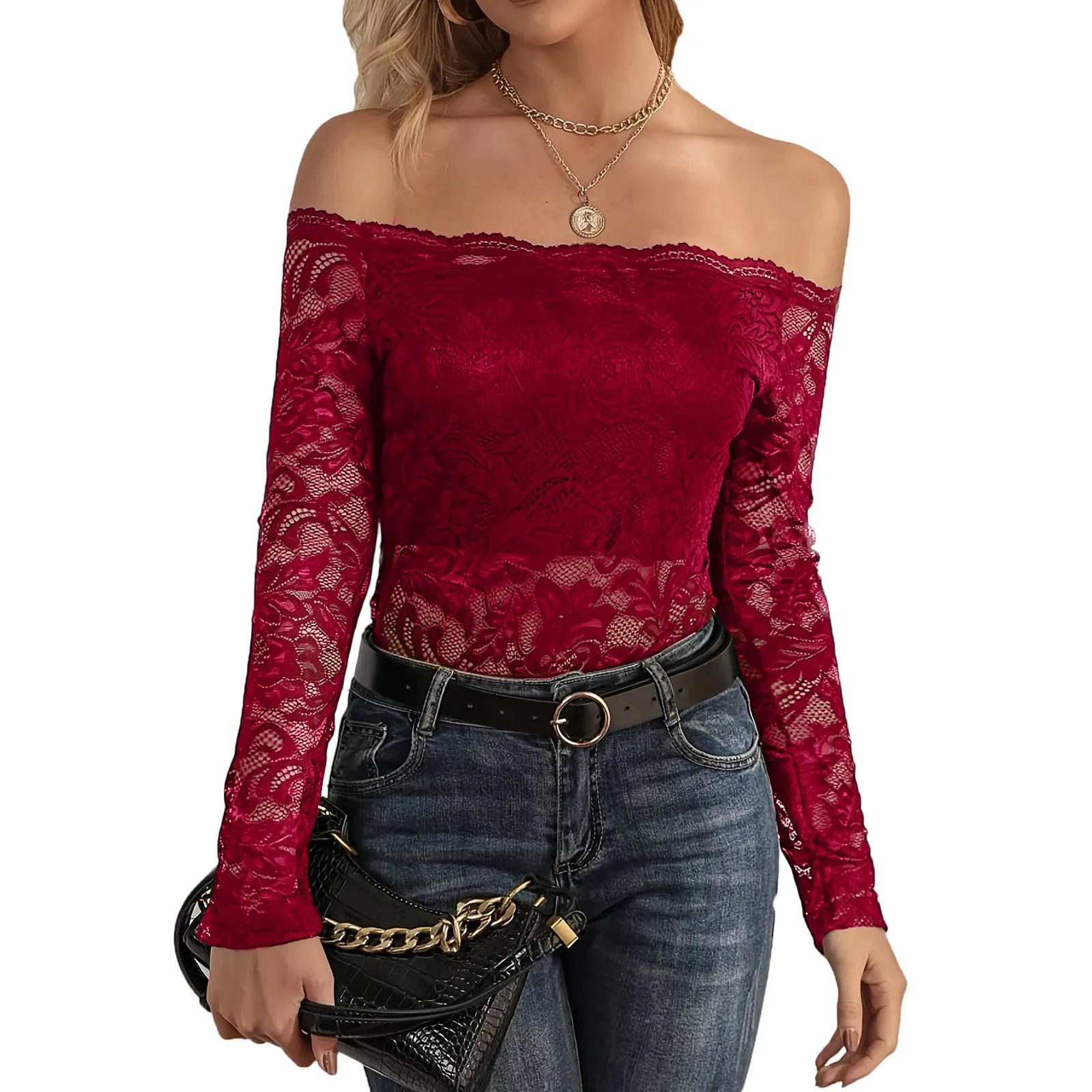 Женский сексуальный кружевной топ с вырезами, облегающий топ с открытыми плечами, однотонная кружевная футболка с длинными рукавами, уличная одежда в стиле Y2K
Женский сексуальный кружевной топ с вырезами, облегающий топ с открытыми плечами, однотонная кружевная футболка с длинными рукавами, уличная одежда в стиле Y2K