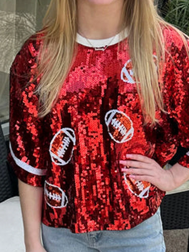 Casual Loose Women Pattern Print Sweatshirts Hot Girl O-neck Short Sleeve Sequin Pullover Fashion Color Blocked Glitter T-shirts
Casual Loose Women Pattern Print Sweatshirts Hot Girl O-neck Short Sleeve Sequin Pullover Fashion Color Blocked Glitter T-shirts