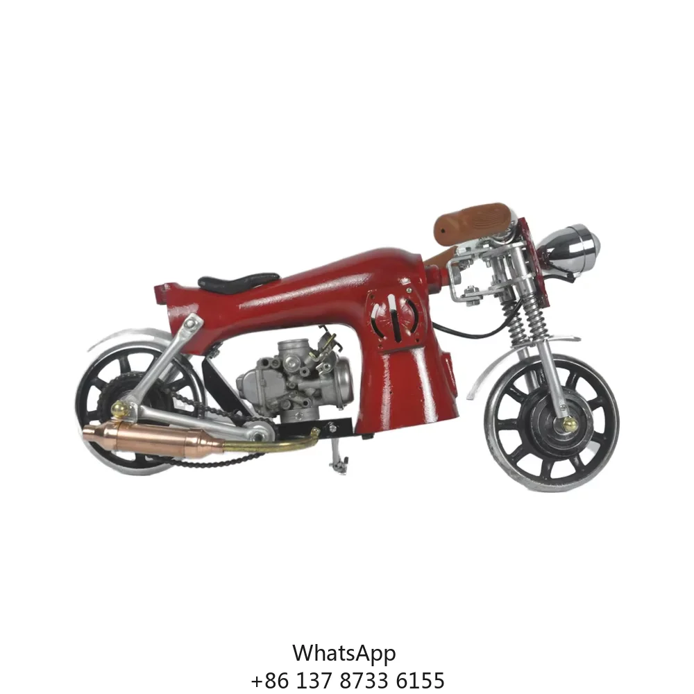 A Finely Crafted Vintage Metal Motorcycle Model, A Compact Desk Decoration.
A Finely Crafted Vintage Metal Motorcycle Model, A Compact Desk Decoration.