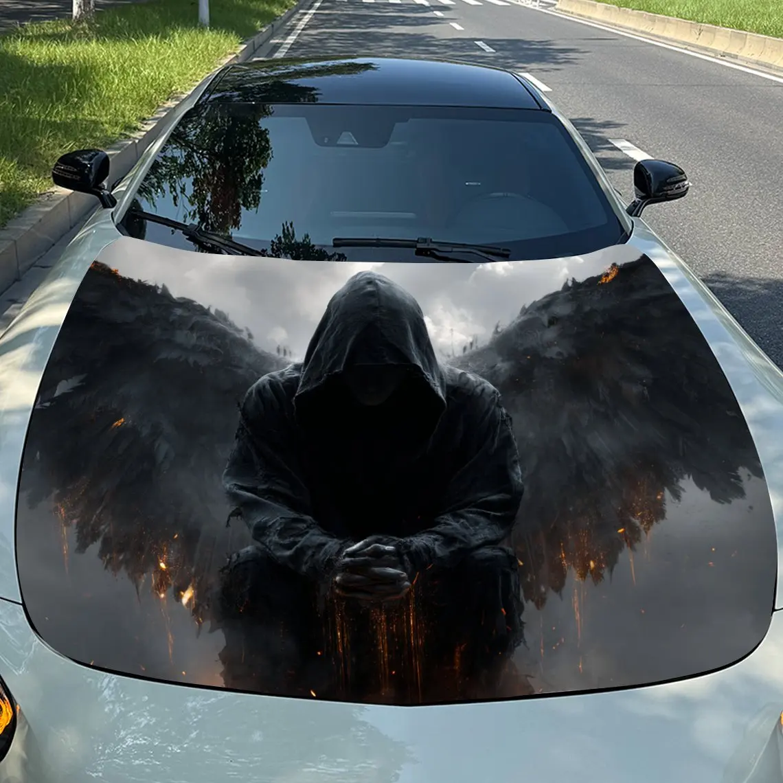 Wings Black Cloak Mysterious Figure Car Hood Sticker, Durable PVC Vinyl Film Suitable For Most Vehicles, Hood Protection Film Gi
Wings Black Cloak Mysterious Figure Car Hood Sticker, Durable PVC Vinyl Film Suitable For Most Vehicles, Hood Protection Film Gi