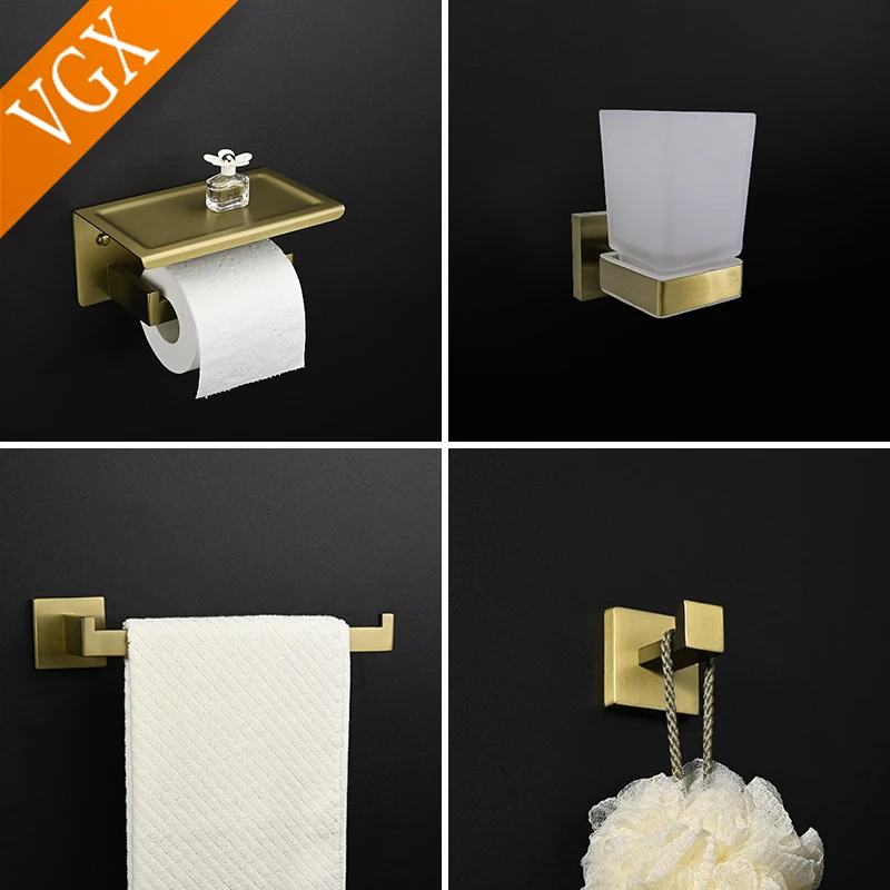 VGX Bathroom Hardware Set Towel Bar Single Robe Tower Hook Toilet Paper Holder Toothbrush Holder Stainless Steel Accessories Set
VGX Bathroom Hardware Set Towel Bar Single Robe Tower Hook Toilet Paper Holder Toothbrush Holder Stainless Steel Accessories Set
