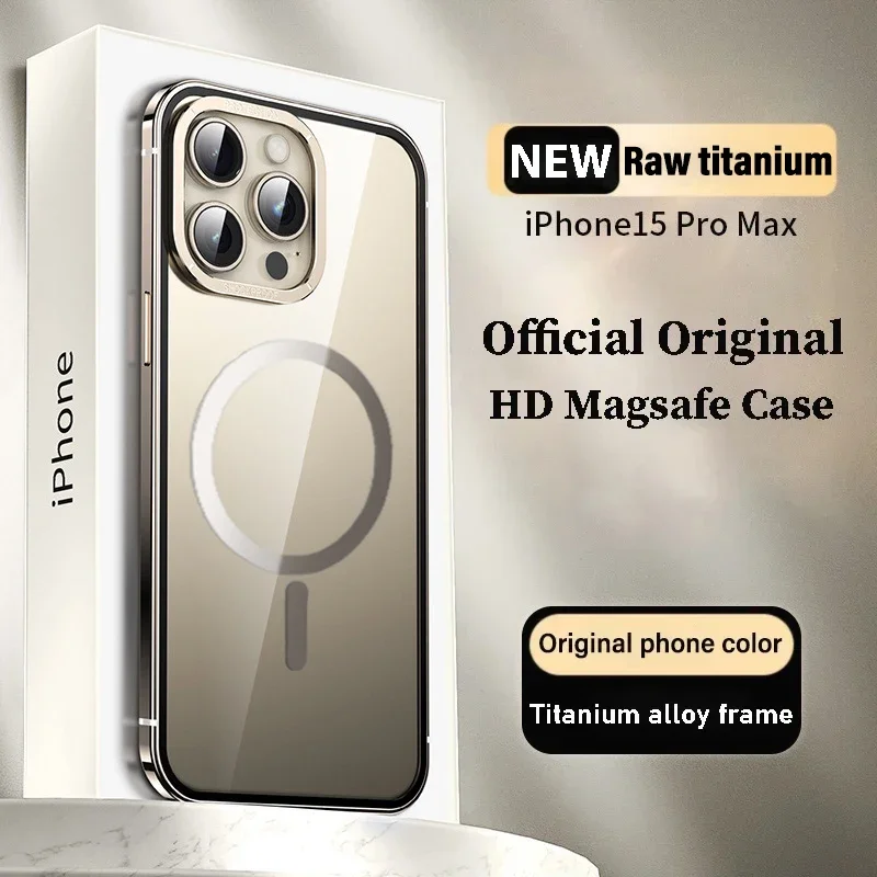 For iphone 16 15 Pro Max Case Titanium alloy frame Case Magnetic magsafe wireless charge transparent protective back cover
For iphone 16 15 Pro Max Case Titanium alloy frame Case Magnetic magsafe wireless charge transparent protective back cover