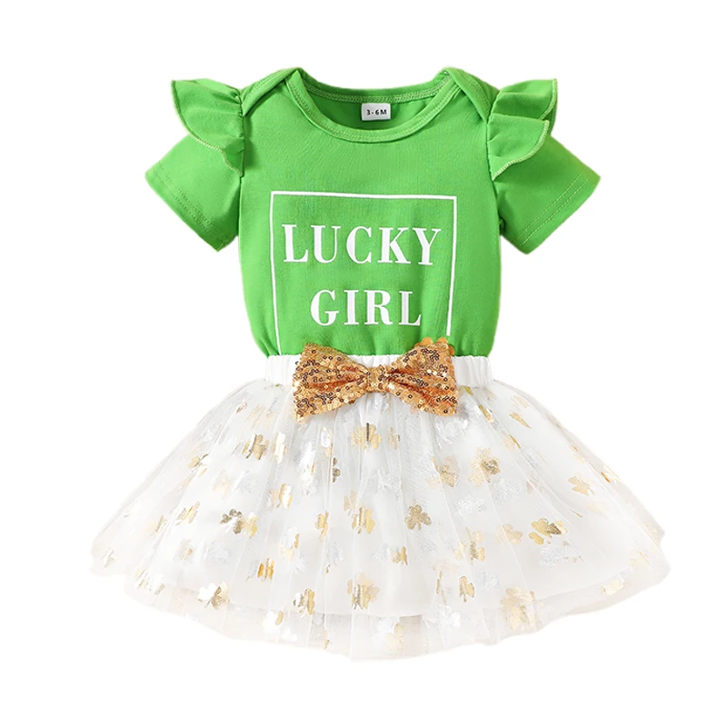 Baby Girl Spring Outfit Letter Clover Short Sleeve Bodysuit Elastic Waist Tulle Skirt Bow Headband Irish Clothes
Baby Girl Spring Outfit Letter Clover Short Sleeve Bodysuit Elastic Waist Tulle Skirt Bow Headband Irish Clothes