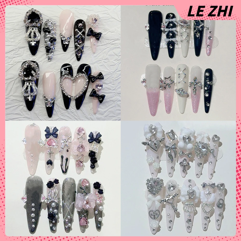 Spice Girl Metal Lock Key Chain Handmade Long Stilettos Press On Nails Bowknot Colorful Rhinestone Pearl Wings Flower False Nail
Spice Girl Metal Lock Key Chain Handmade Long Stilettos Press On Nails Bowknot Colorful Rhinestone Pearl Wings Flower False Nail