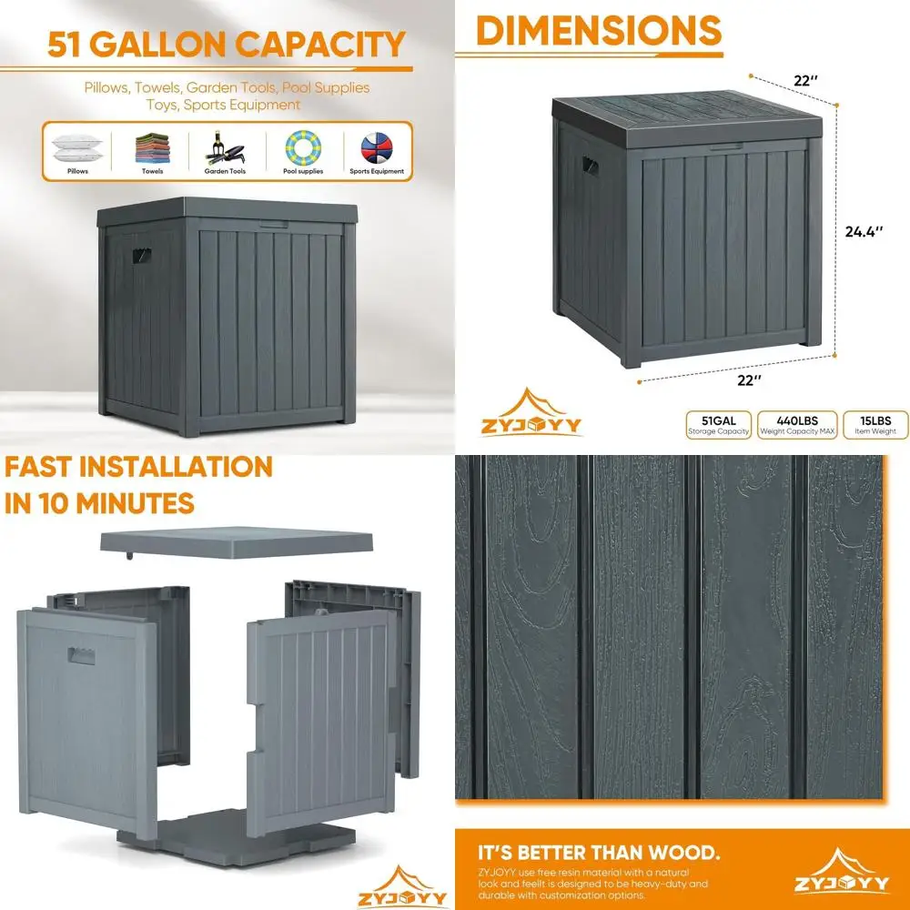 Уличный ящик для хранения из полимерной смолы - 51 галлон, для патио, сада, бассейна и террасы, серый
Уличный ящик для хранения из полимерной смолы - 51 галлон, для патио, сада, бассейна и террасы, серый