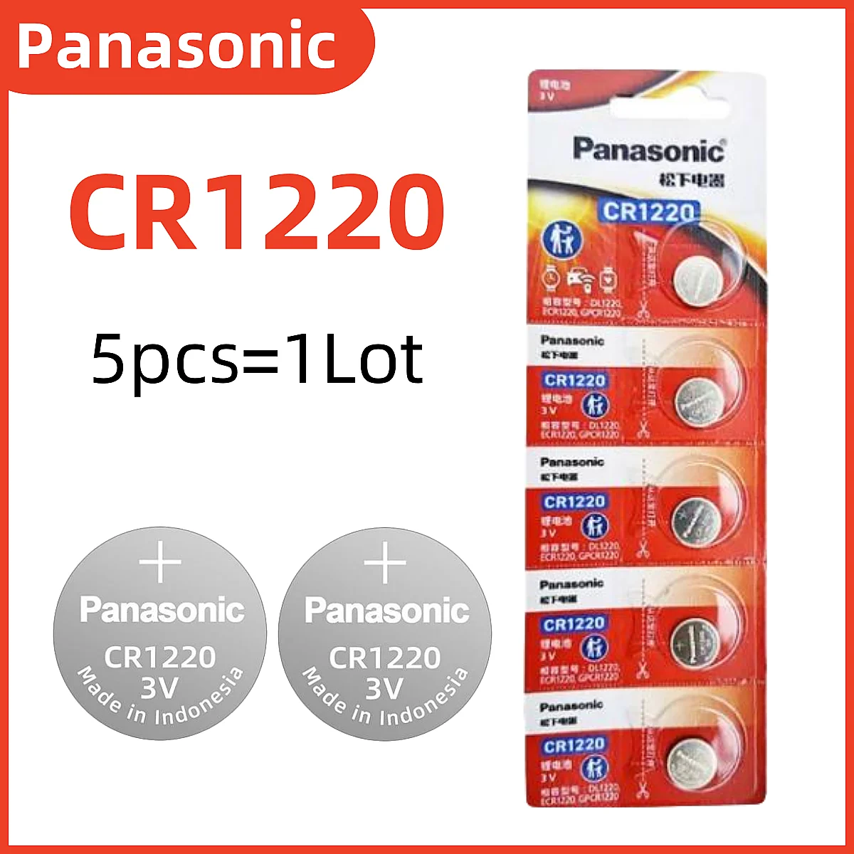 5pcs Original Panasonic CR1220 DL1220 ECR1220 GPCR1220 CR 1220 Lithium Cell Button Calculator Toy Medical for Watch Key
5pcs Original Panasonic CR1220 DL1220 ECR1220 GPCR1220 CR 1220 Lithium Cell Button Calculator Toy Medical for Watch Key