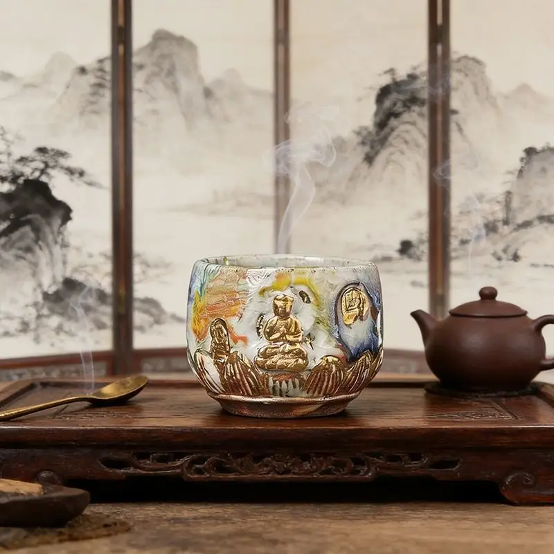 Handmade Zhino Dunhuang Cave Lotus Round With Gilt Relief Buddha Design Ceramic Master Cup Tea Tasting For Personal Use And
Handmade Zhino Dunhuang Cave Lotus Round With Gilt Relief Buddha Design Ceramic Master Cup Tea Tasting For Personal Use And