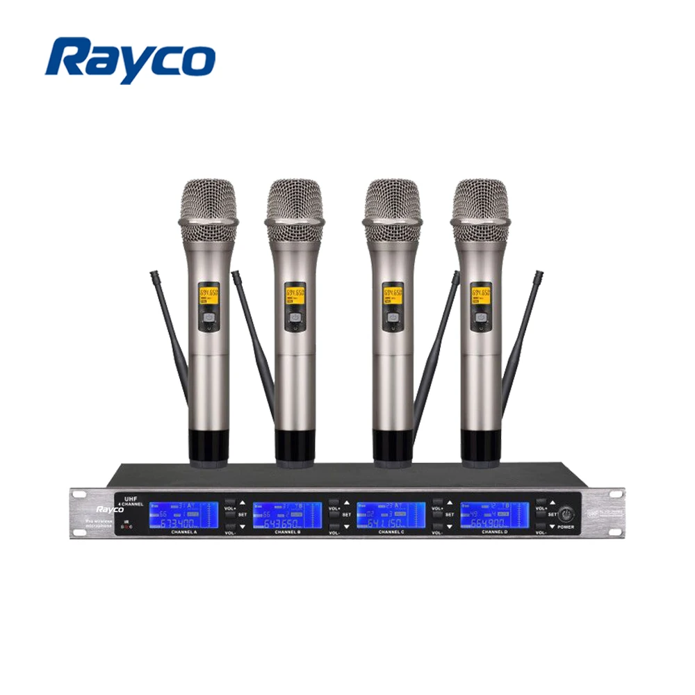 Professional Karaoke 4 Wireless Microphone UHF Handheld Collar Microfono System
Professional Karaoke 4 Wireless Microphone UHF Handheld Collar Microfono System