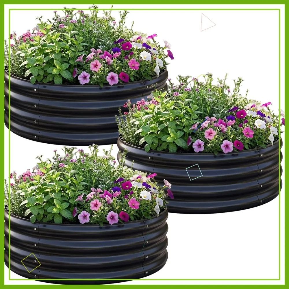 3 Pack 2x2x1 ft Round Galvanized Raised Garden Bed Kit, Metal Flower Box Planter for Outdoor Planting, Fruit, Herb - Black
3 Pack 2x2x1 ft Round Galvanized Raised Garden Bed Kit, Metal Flower Box Planter for Outdoor Planting, Fruit, Herb - Black