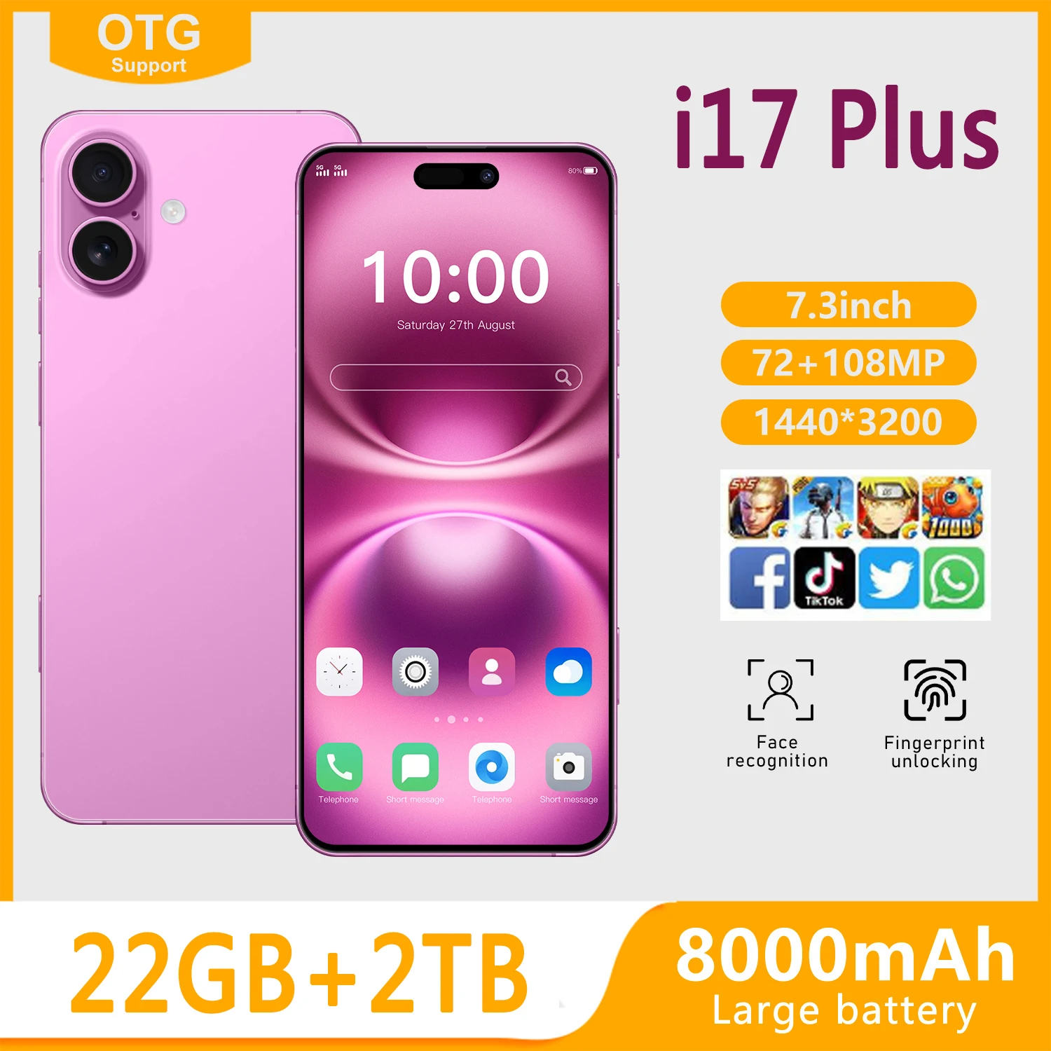 Hot 2026 New High Quality I17 Plus Original Intelligent 4G 5G Dual Card Dual Standby System Global Version 8000mAh Battery
Hot 2026 New High Quality I17 Plus Original Intelligent 4G 5G Dual Card Dual Standby System Global Version 8000mAh Battery