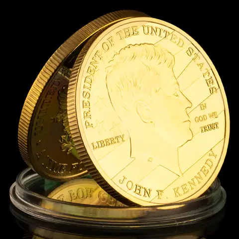 35th President of The United States John F. Kennedy Coin Golden Plated Souvenirs and Gifts Liberty Commemorative Coins