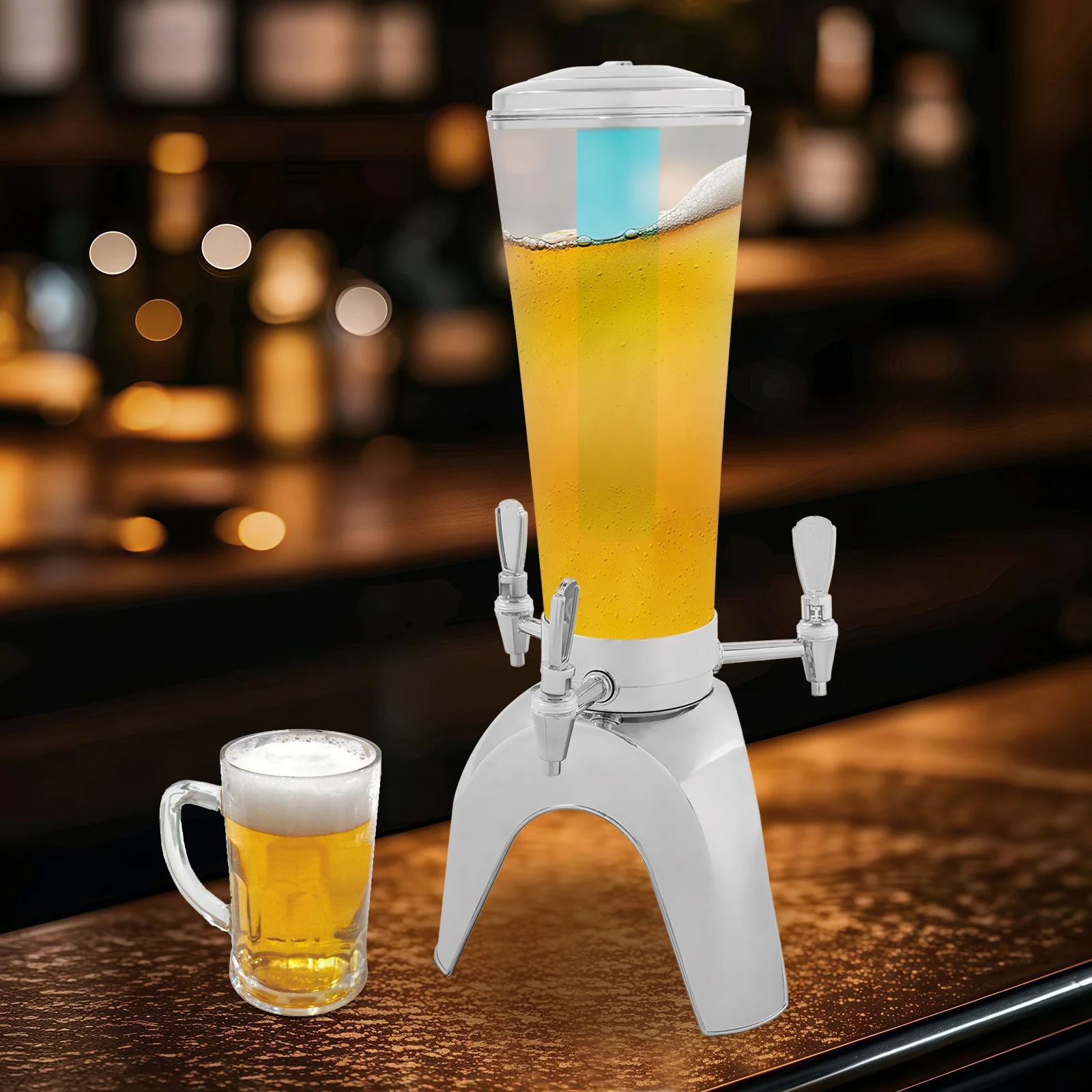 Top-Selling 3-Tap LED Beer Dispenser with Built-in Ice Container, 3 Faucets, Colorful Lighting for Parties/Camping/KTV 
Top-Selling 3-Tap LED Beer Dispenser with Built-in Ice Container, 3 Faucets, Colorful Lighting for Parties/Camping/KTV