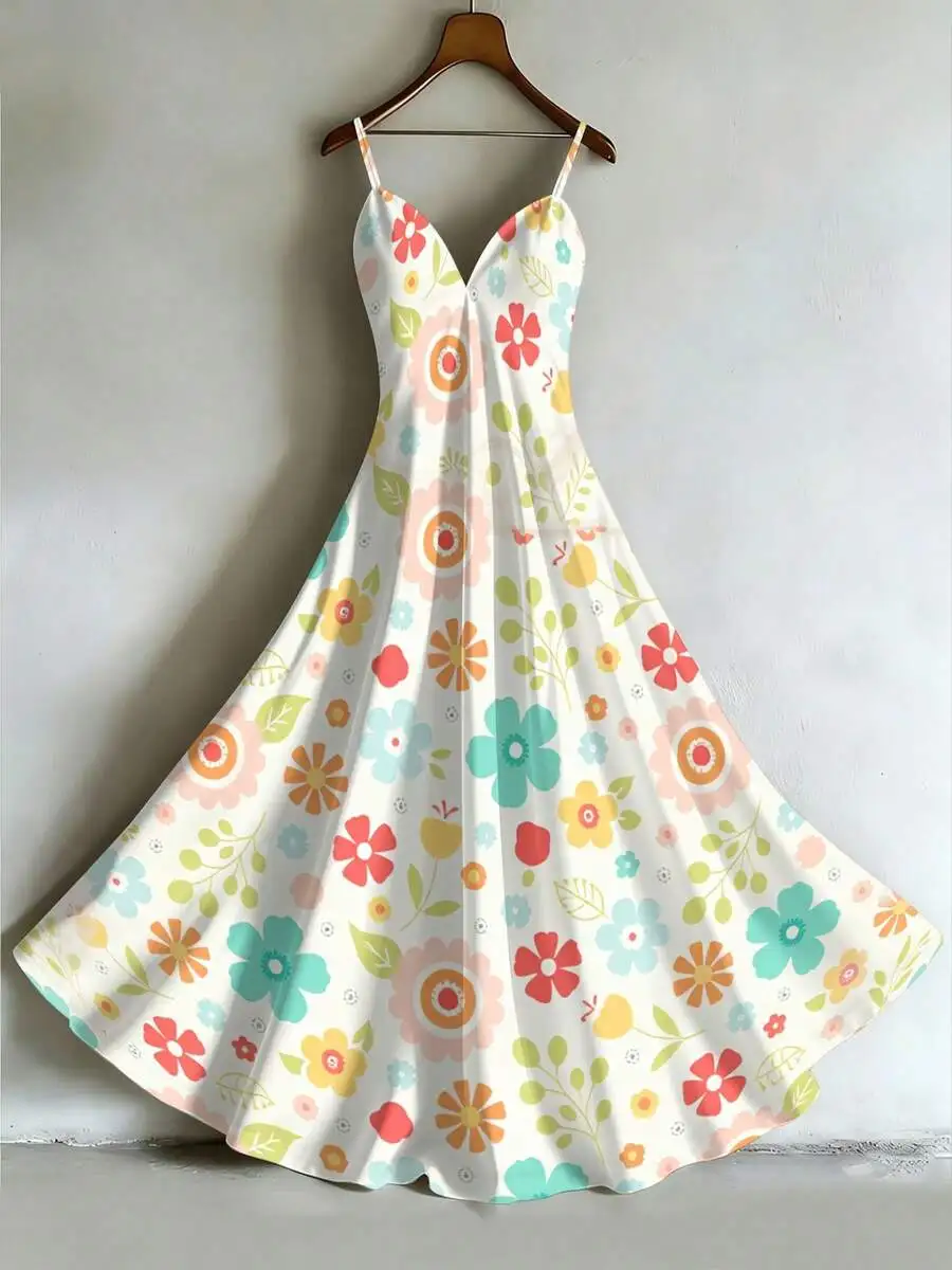 Womens V-Neck Floral Print Long Casual Dress For Summer Vacation
Womens V-Neck Floral Print Long Casual Dress For Summer Vacation