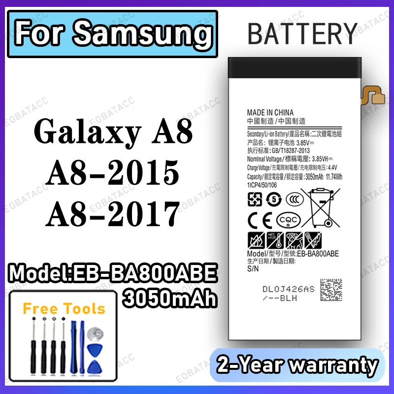 3050mAh EB-BA800ABE Replacement Battery for Samsung Galaxy A8/A8-2015 with Repair Tools Kit
3050mAh EB-BA800ABE Replacement Battery for Samsung Galaxy A8/A8-2015 with Repair Tools Kit