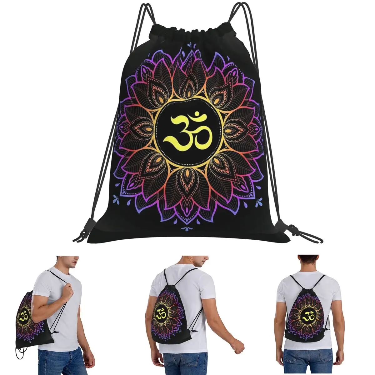 Gold Golden Mandala Om Yoga Aum Ohm Henna Backpacks Fashion Drawstring Bundle Pocket Sports Bag Book Bags for Man Woman Students
Gold Golden Mandala Om Yoga Aum Ohm Henna Backpacks Fashion Drawstring Bundle Pocket Sports Bag Book Bags for Man Woman Students
