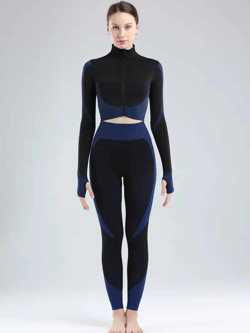 2 Pieces Seamless Workout Sets, Quick-drying Zip Up Yoga Sports Jackets & High Waist Leggings
2 Pieces Seamless Workout Sets, Quick-drying Zip Up Yoga Sports Jackets & High Waist Leggings