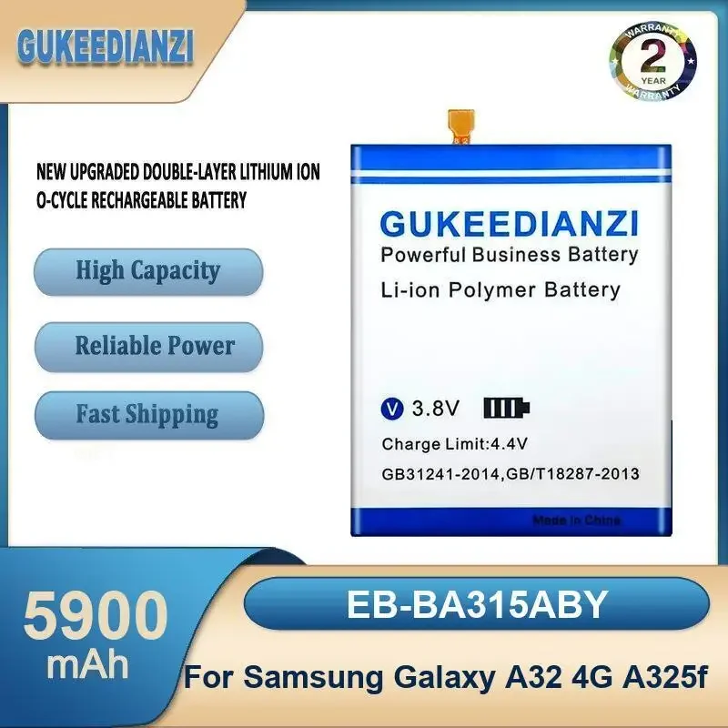 EB-BA315ABY 5900mAh High Capacity Mobile Phone Battery For Samsung Galaxy A32 4G A325f 
EB-BA315ABY 5900mAh High Capacity Mobile Phone Battery For Samsung Galaxy A32 4G A325f
