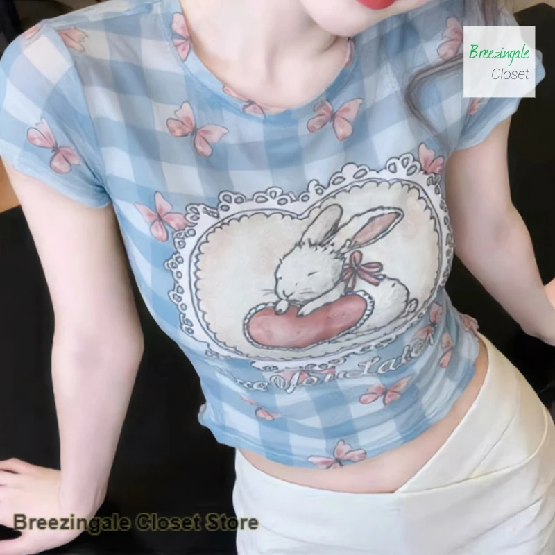 Korean sweet spice rabbit gauze design printing short-sleeved T-shirt women's summer new fashion pleated waist slim short top.
Korean sweet spice rabbit gauze design printing short-sleeved T-shirt women's summer new fashion pleated waist slim short top.