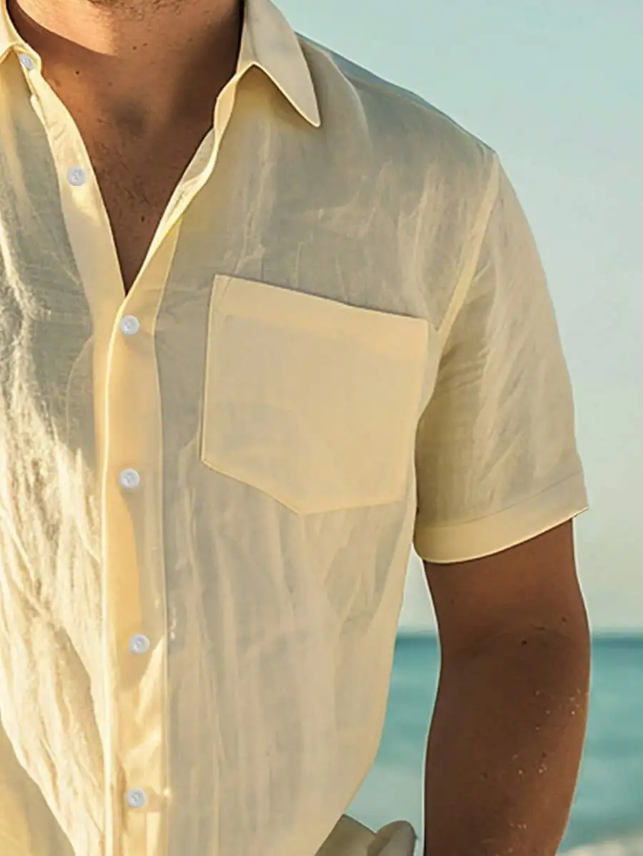 Mens Lightweight Solid Short Sleeve Shirt With Front Pocket For Beach And Casual Outdoor Wear
Mens Lightweight Solid Short Sleeve Shirt With Front Pocket For Beach And Casual Outdoor Wear