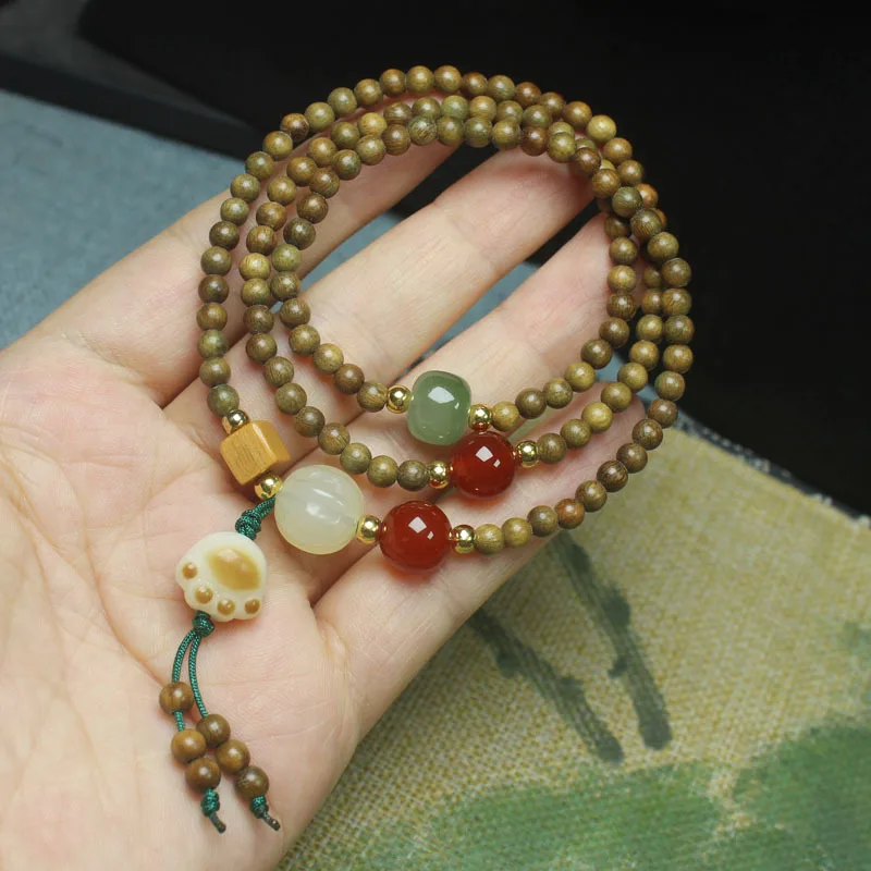 Green Sandalwood 4mm Fragrant Beads Cat Paw Bodhi Bracelet Forest Style Buddhist Prayer Wenwan Gifts for Men Women
Green Sandalwood 4mm Fragrant Beads Cat Paw Bodhi Bracelet Forest Style Buddhist Prayer Wenwan Gifts for Men Women