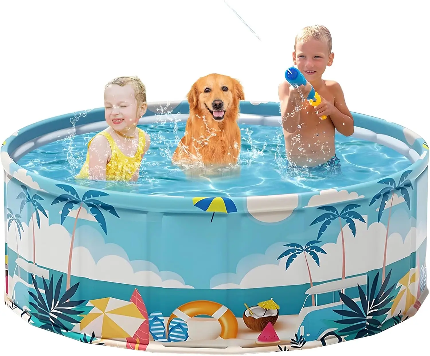 Foldable Pool 62.9"x17.7" for Kids & Pets, Hard Plastic, Anti-Slip, Portable, Indoor/Outdoor
Foldable Pool 62.9"x17.7" for Kids & Pets, Hard Plastic, Anti-Slip, Portable, Indoor/Outdoor
