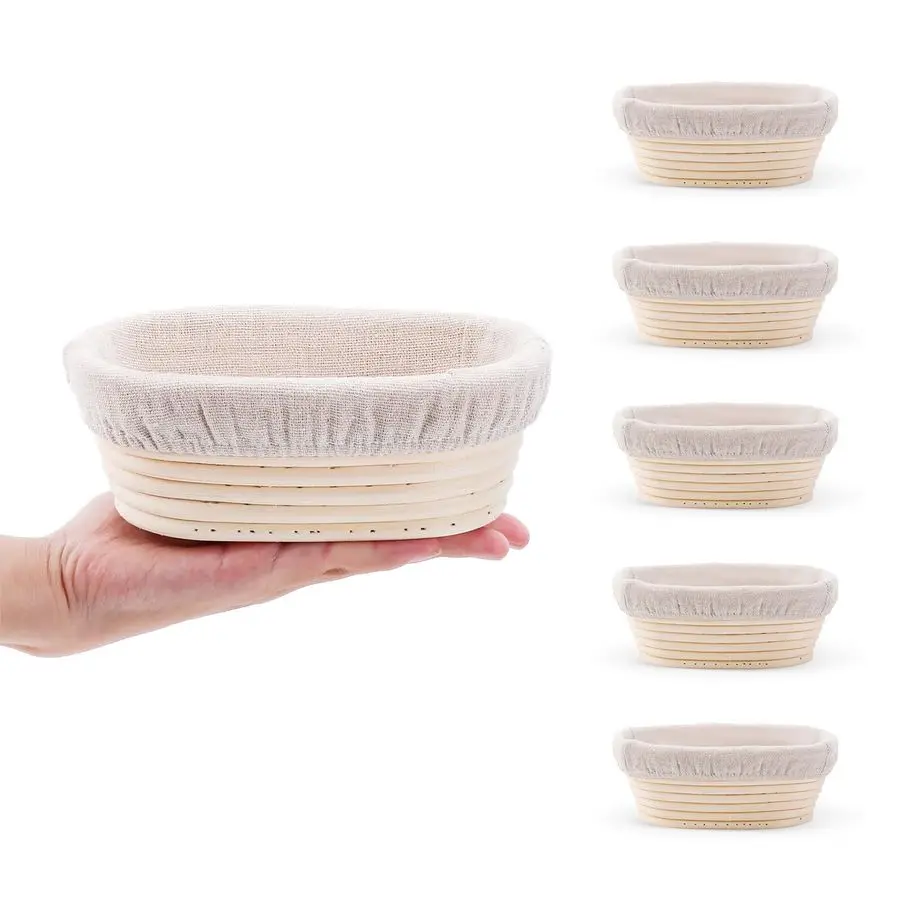 Oval Proofing Set 6.5inch, set of 5, Sourdough Proofing Baskets Bread Dough Rising Bowls w Liners for Home Sourdough Bakers Baki
Oval Proofing Set 6.5inch, set of 5, Sourdough Proofing Baskets Bread Dough Rising Bowls w Liners for Home Sourdough Bakers Baki