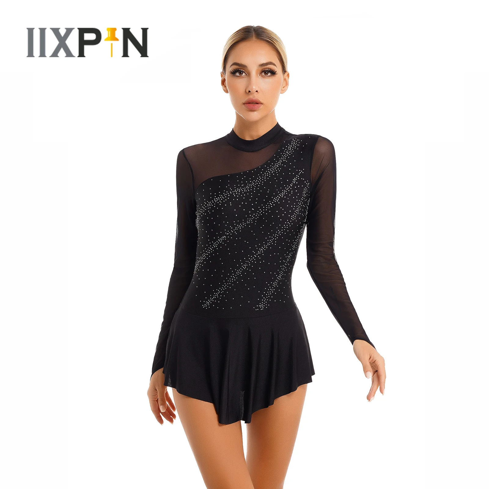 Womens Adults Ballet Dance Dress Figure Skating Leotards Dresses Glitter Sheer Mesh Long Sleeve Gymnastics Lyrical Dancewear
Womens Adults Ballet Dance Dress Figure Skating Leotards Dresses Glitter Sheer Mesh Long Sleeve Gymnastics Lyrical Dancewear