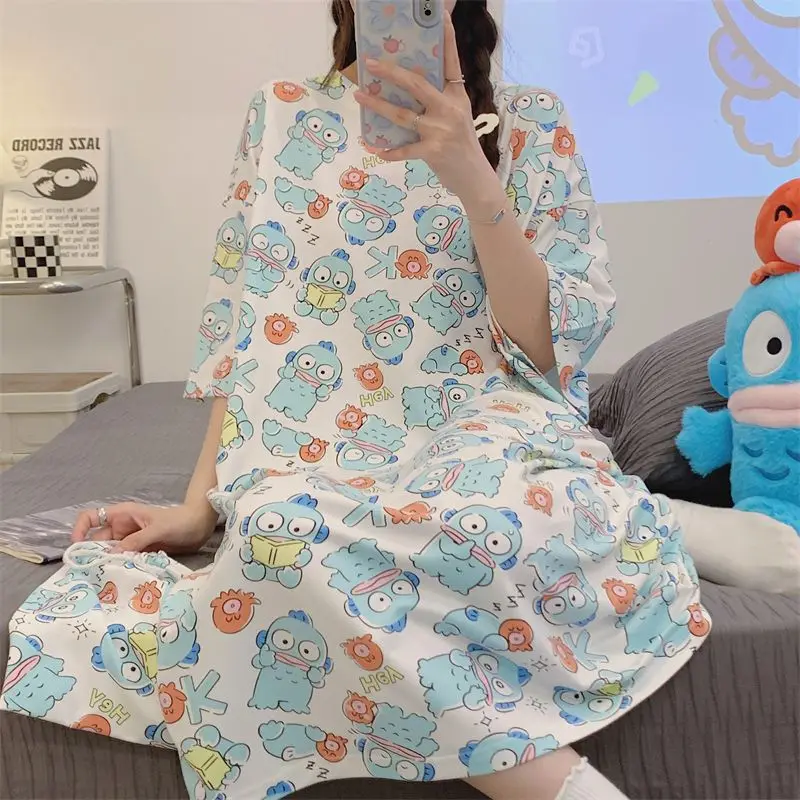 Sanrio Hangyodon Cute Pajamas Dress for Ladies Summer Sleeping Skirt Long Dresses Pijama Short Sleeve Sleep Nightdress Home Wear
Sanrio Hangyodon Cute Pajamas Dress for Ladies Summer Sleeping Skirt Long Dresses Pijama Short Sleeve Sleep Nightdress Home Wear