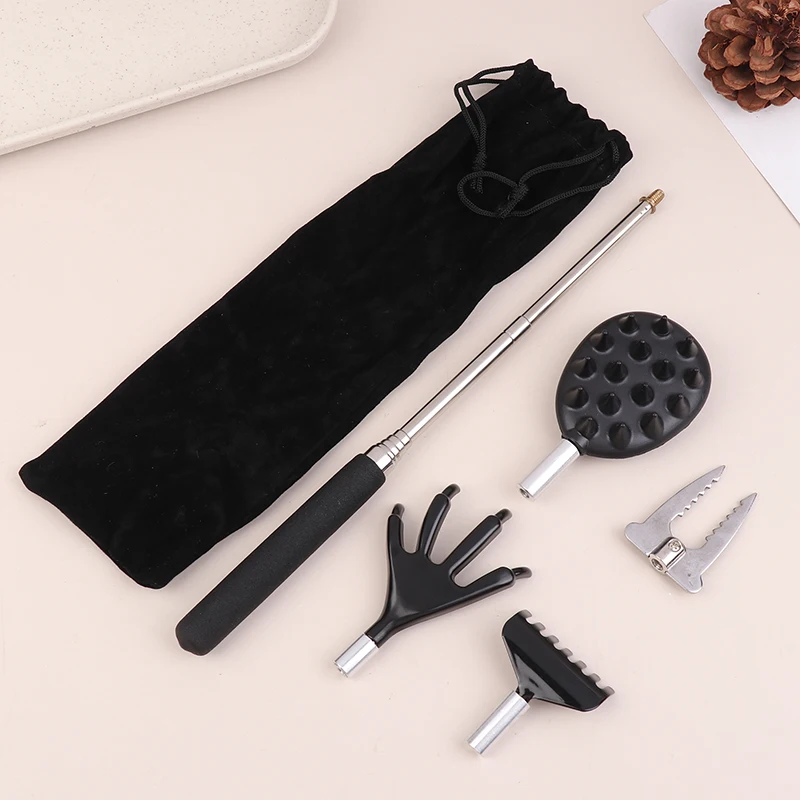 1Set 4 In 1 Stainless Steel Telescopic Scratcher With Storage Bag Portable Back Scratcher Massager Extendable Back Massage Tool 
1Set 4 In 1 Stainless Steel Telescopic Scratcher With Storage Bag Portable Back Scratcher Massager Extendable Back Massage Tool