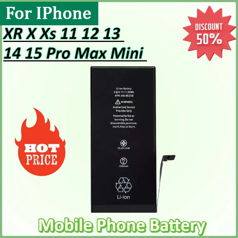 Новый аккумулятор для мобильного телефона большой емкости для IPhone XR X Xs 11 12 13 14 15 Pro Max Мини-перезаряжаемый литиевый аккумулятор высокого качества
Новый аккумулятор для мобильного телефона большой емкости для IPhone XR X Xs 11 12 13 14 15 Pro Max Мини-перезаряжаемый литиевый аккумулятор высокого качества