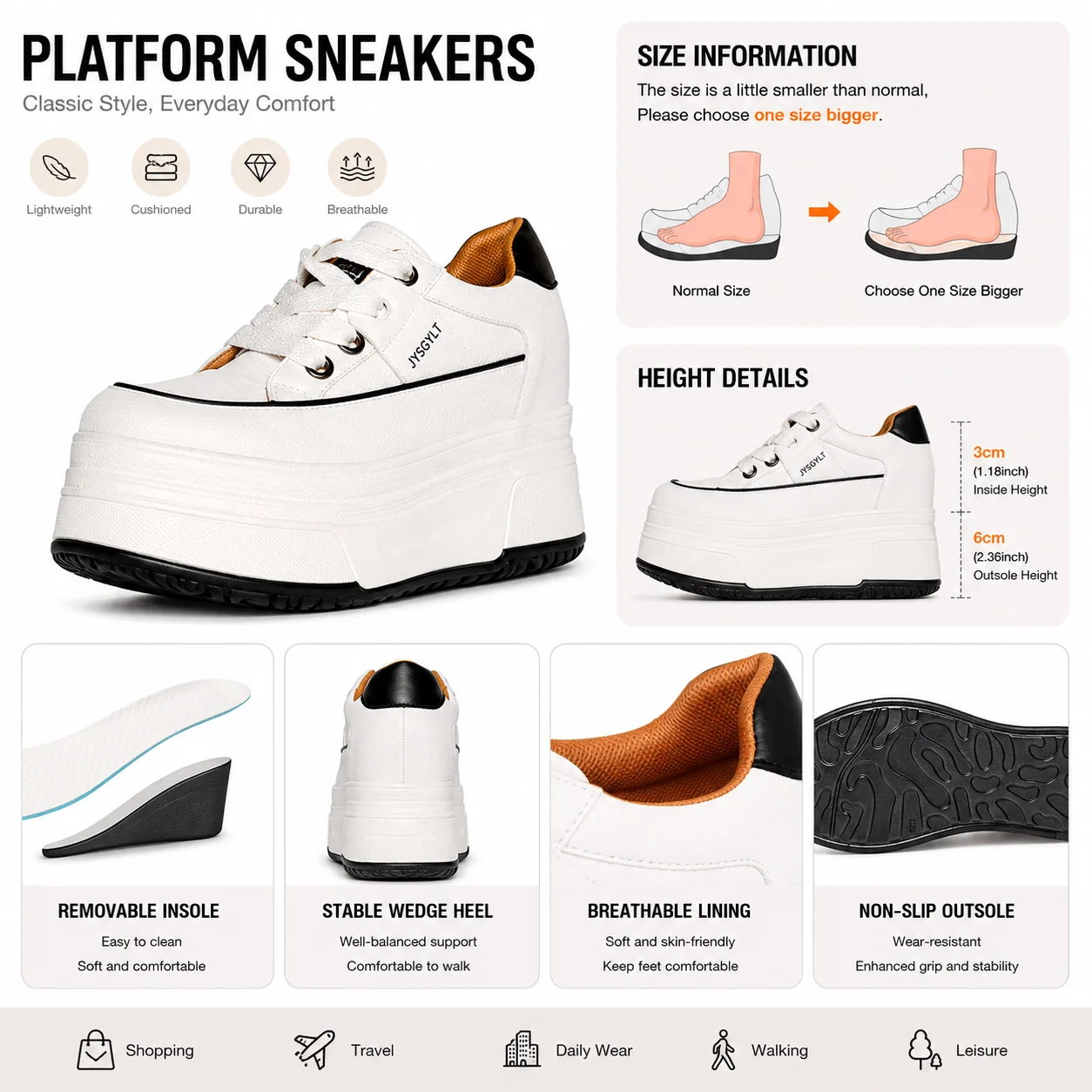 Fujin 9cm 3 inch comfortable platform sneakers for women Genuine Leather Women Vulcanized Shoes Platform High Heels Casual Shoes
Fujin 9cm 3 inch comfortable platform sneakers for women Genuine Leather Women Vulcanized Shoes Platform High Heels Casual Shoes