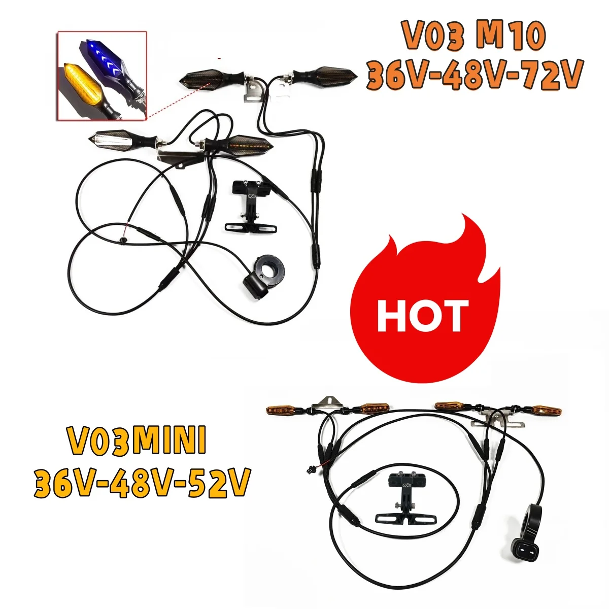 Electric Bicycle 36V 48V 52V or 72V Steering Light Set with Switch Left Right Turn
Electric Bicycle 36V 48V 52V or 72V Steering Light Set with Switch Left Right Turn