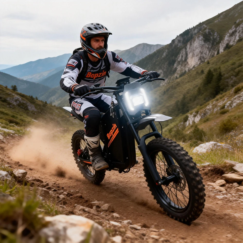 Popular 52V 20AH Lithium Battery Ebike All Terrain Off-road Tire Stealth Bomber Electric Mountain Dirt Bike for Adults
Popular 52V 20AH Lithium Battery Ebike All Terrain Off-road Tire Stealth Bomber Electric Mountain Dirt Bike for Adults